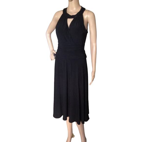 JESSICA HOWARD Womens Size 8 Sleeveless Black Embellished Keyhole Cocktail Dress - Picture 1 of 6